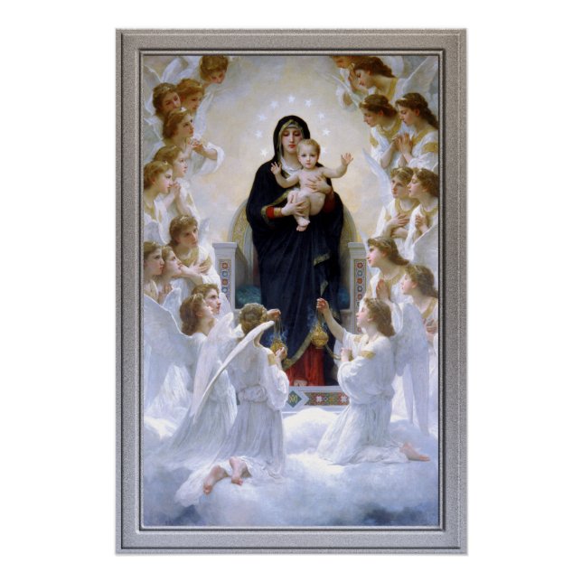 Póster La Virgen con los Ángeles de William Adolphe Bougu (Anverso)