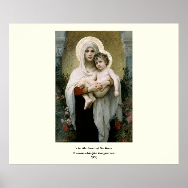 Póster La Virgen de los Rosas de Bouguereau (1903) (Frente)