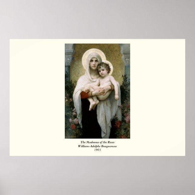Póster La Virgen de los Rosas de Bouguereau (1903) (Frente)
