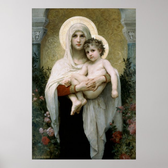 Póster La Virgen de los Rosas de Bouguereau (1903) (Frente)