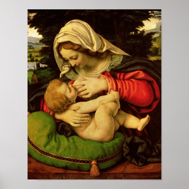 Póster La Virgen del Cojín Verde, 1507-10 (Frente)