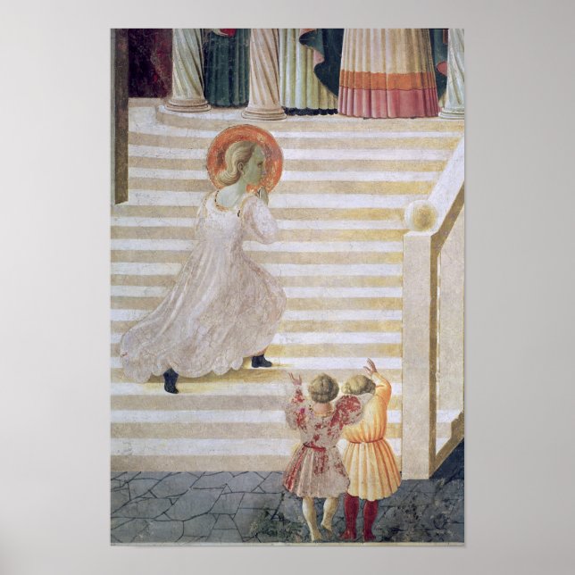 Póster La Virgen María ascendiendo por la escalera (Frente)