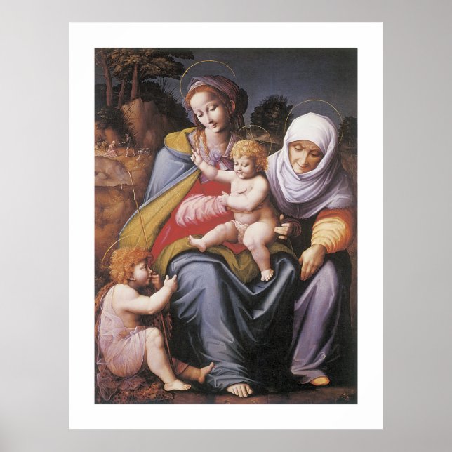 Póster La Virgen y el Niño con Santa Isabel (Frente)
