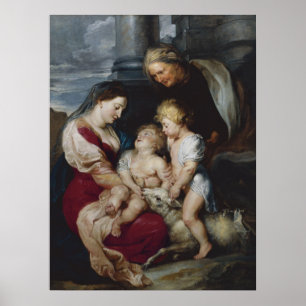 Póster La Virgen y el Niño con Santa Isabel y España