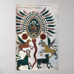 Póster La visión de Daniel de cuatro bestias y de dios