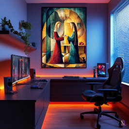 Póster La Visitación - Visión Cubista Minimalista