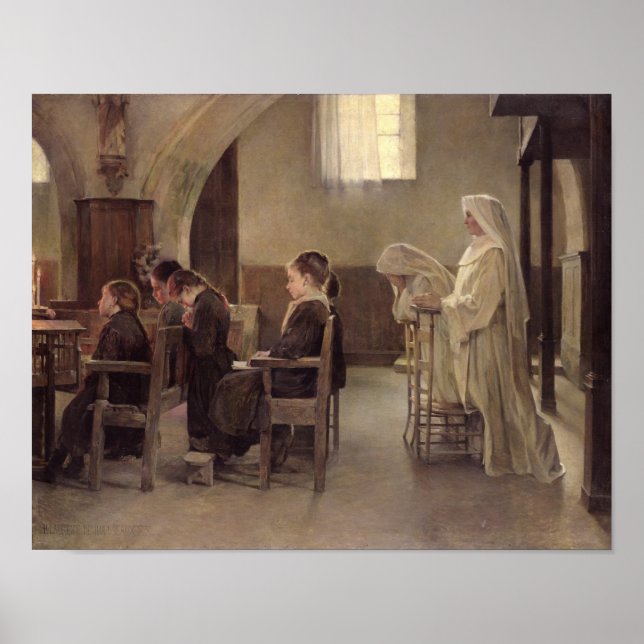 Póster La víspera de la primera comunión, antes de 1890 (Frente)