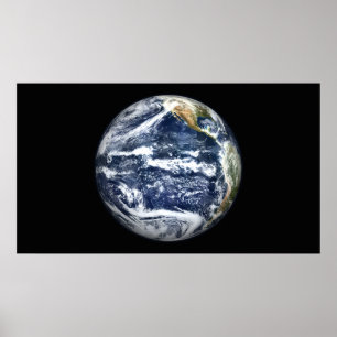 Póster La vista de la tierra llena se centró sobre Oc