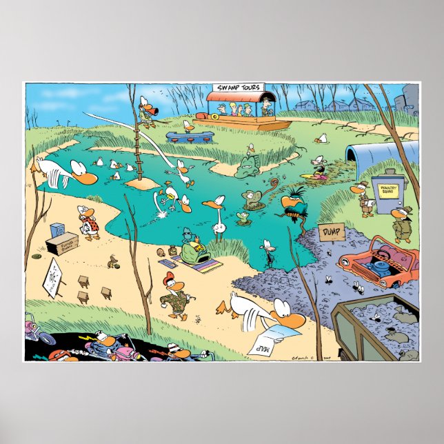 Póster La vista panorámica de las aves del pantano (Frente)