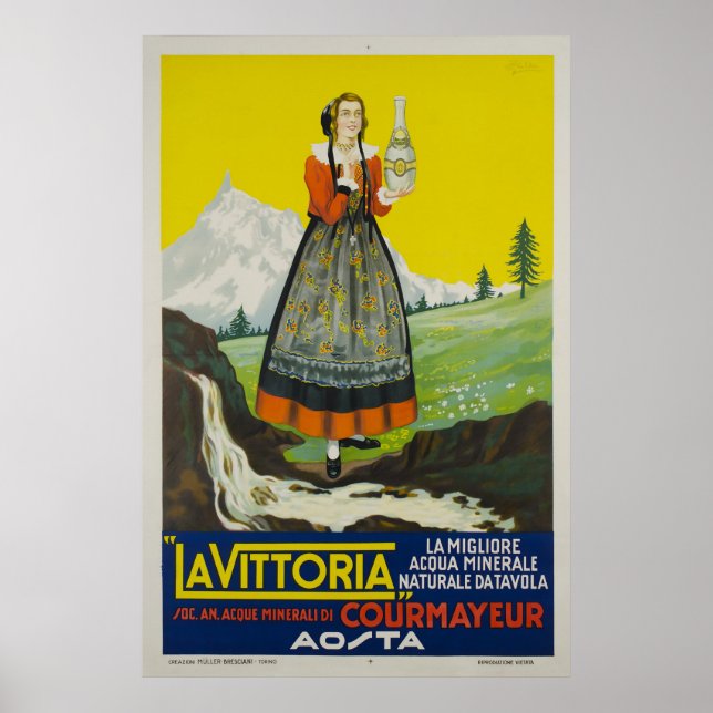 Póster La Vittoria, Courmayeur, Acque minerali, (Frente)
