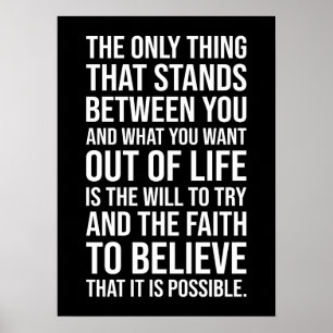 Póster La voluntad de intentar y tener fe - motivación de