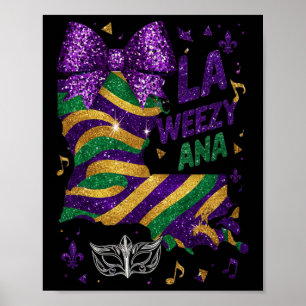 Póster La Weezy Ana Mardi Gras Louisiana Mapa de grasa Ma