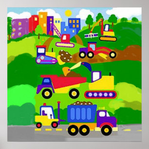 Póster La zona de construcción infantil