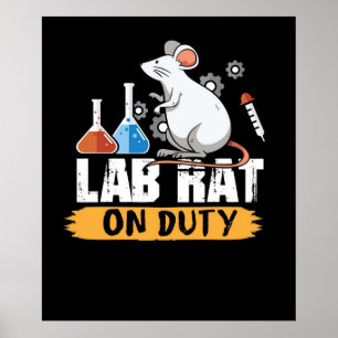 Póster Lab Rat on Duty science mice design shirt