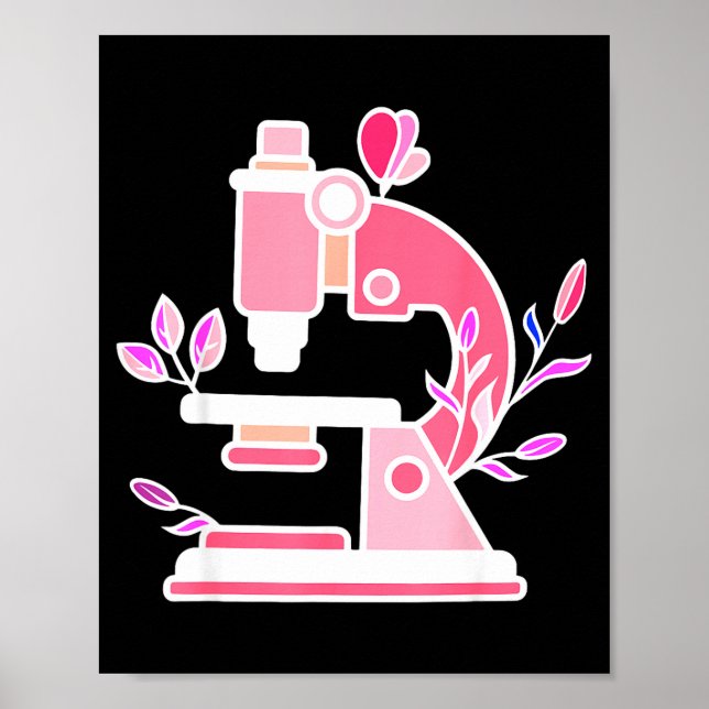 Póster Lab Science Floral Microscope Biologist Science Va (Frente)