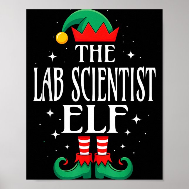 Póster Lab Scientist Elf Job Title Funny Christmas Matchi (Frente)