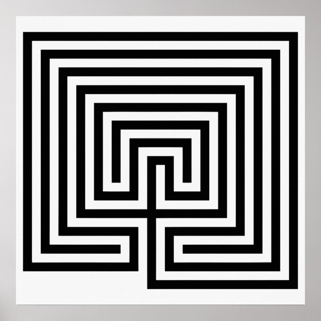 Póster Laberinto cretense en blanco y negro (Frente)