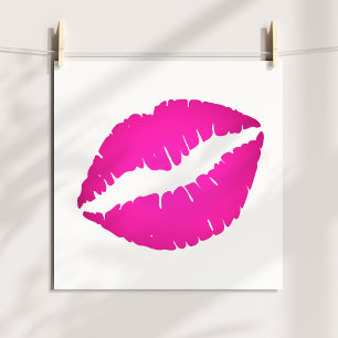 Póster Labial de Efecto Ombre Rosa Caliente Beso