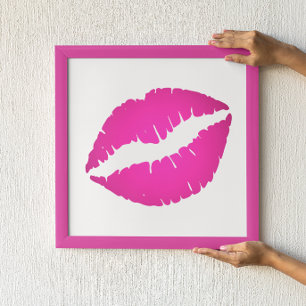 Póster Labial de Efecto Ombre Rosa Caliente Beso