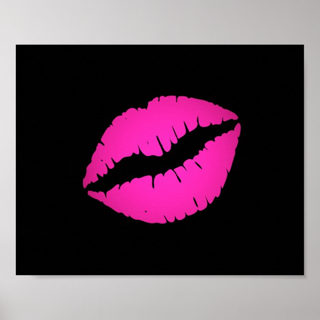 Póster Labial de negro y rosa caliente Besos (Frente)