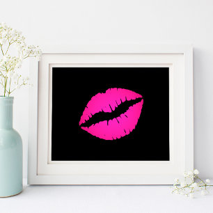 Póster Labial de negro y rosa caliente Besos