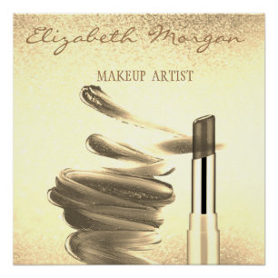 Póster Labial dorado adorable, artista del maquillaje