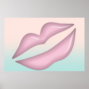 Póster Labios adorables, beso