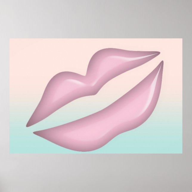 Póster Labios adorables, beso (Frente)