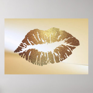 Póster Labios Adorables Brillantes, Beso