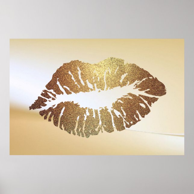Póster Labios Adorables Brillantes, Beso (Frente)