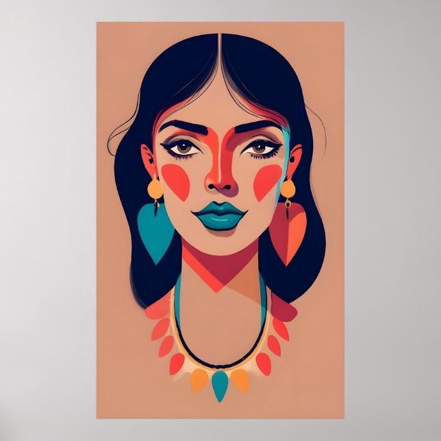 Póster Labios azules y pelo negro (Frente)