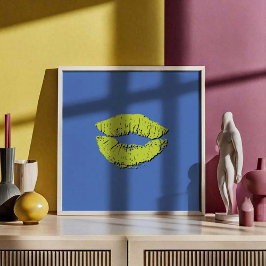 Póster Labios besándose azules y verdes