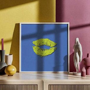 Póster Labios besándose azules y verdes