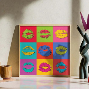 Póster Labios Besándose Coloridos