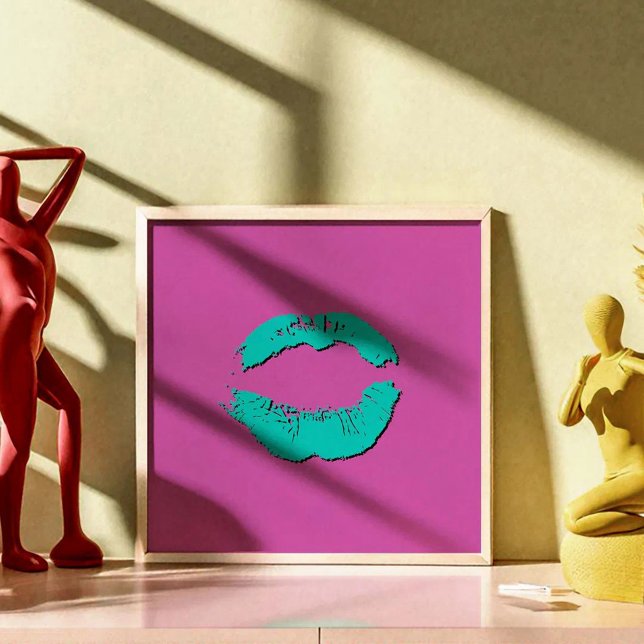 Póster Labios besándose púrpura y turquesa (Subido por el creador)