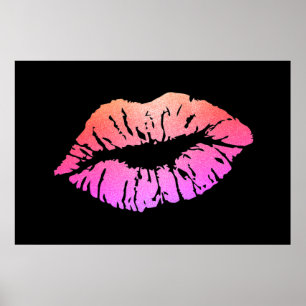 Póster Labios Brillantes Adorables, Beso