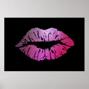 Póster Labios Brillantes Adorables, Beso