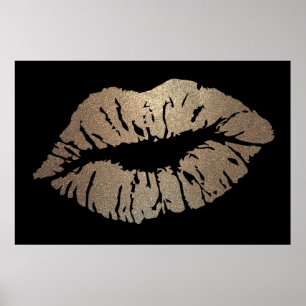 Póster Labios Brillantes Adorables, Beso