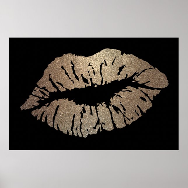 Póster Labios Brillantes Adorables, Beso (Frente)