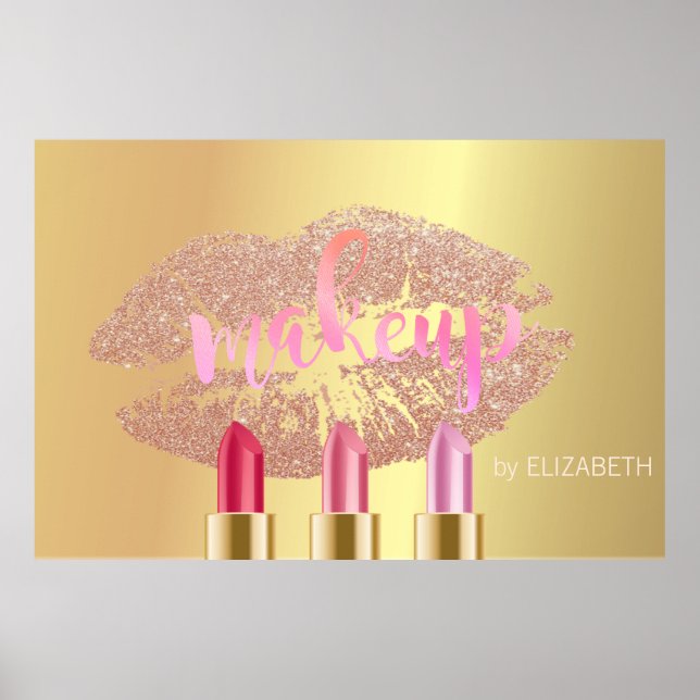 Póster Labios Brillantes Modernos, Labiales , Maquillador (Frente)