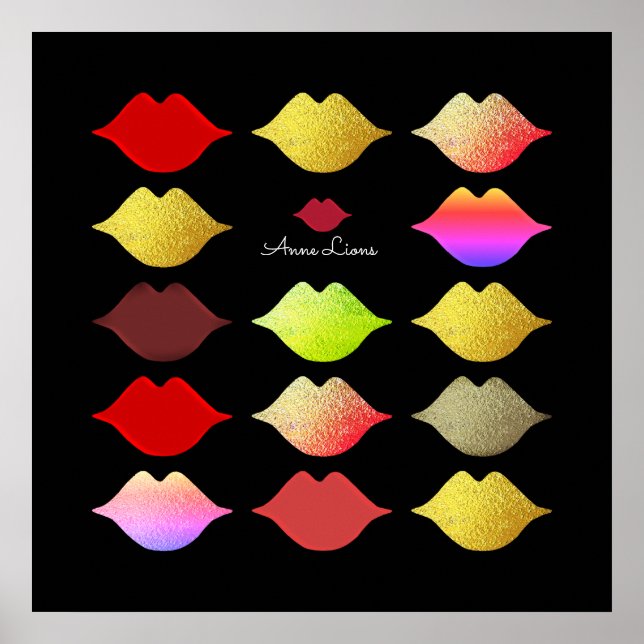 Póster labios coloridos frescos / diferentes bocas de col (Frente)
