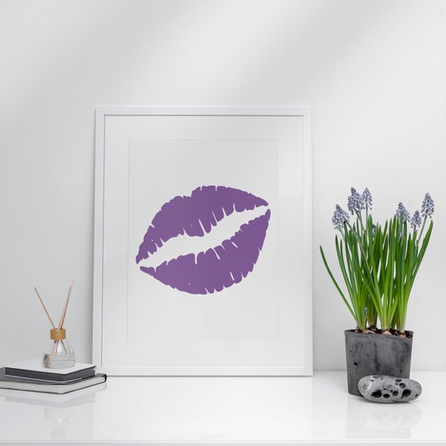 Póster Labios con Labial Púrpura Pálido (Pale Purple Lipstick Lips Poster)