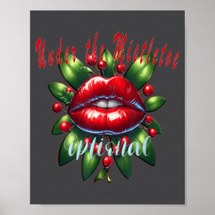 Póster Labios de muérdago de Navidad - Camiseta navideña 