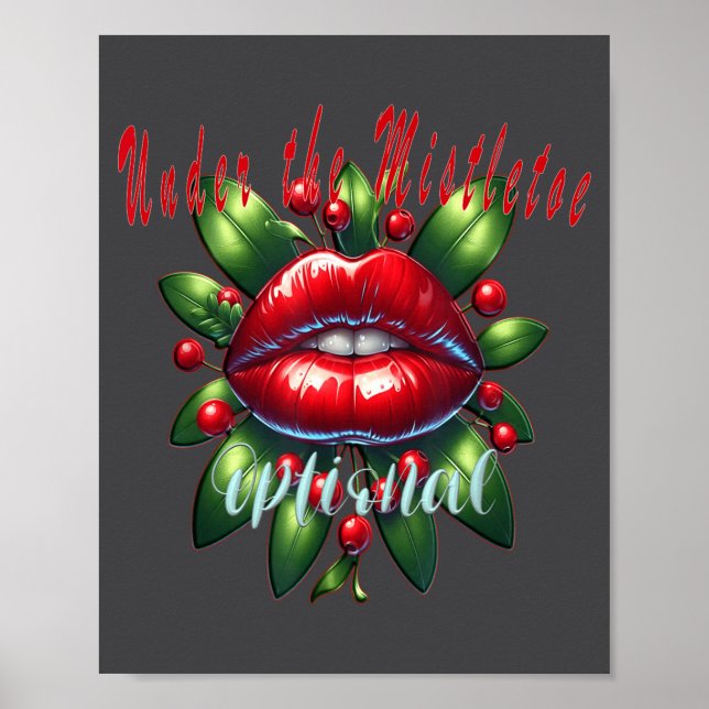 Póster Labios de muérdago de Navidad - Camiseta navideña  (Frente)