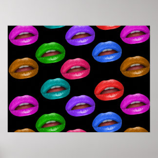 Póster Labios de pintalabios de color oscuro