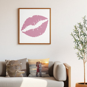Póster Labios de pintalabios rosados Rosas
