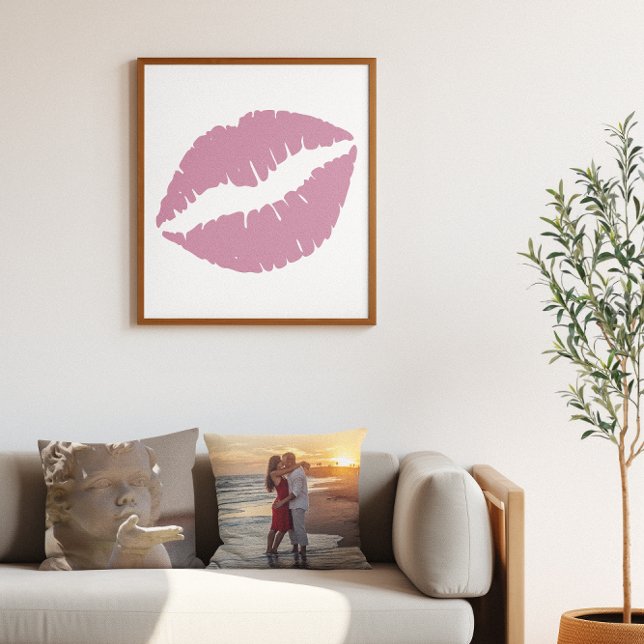 Póster Labios de pintalabios rosados Rosas (Dusty Rose Pink Lipstick Lips Poster)