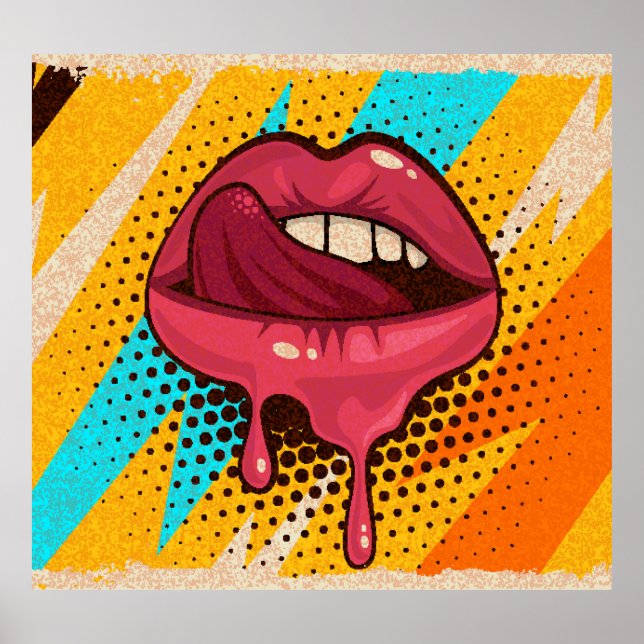 Póster Labios de pop Art: moda vintage (Frente)
