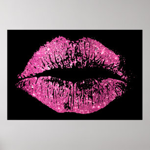 Póster Labios de Purpurina rosado