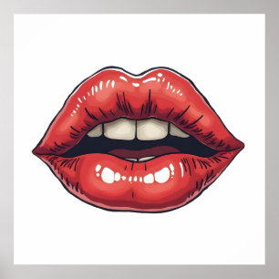 Póster Labios dibujados a mano